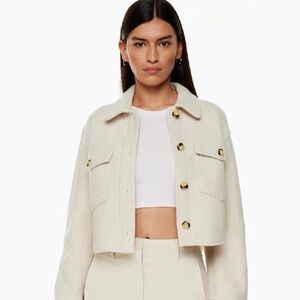 Wilfred free Aritzia The Ganna cropped shirt jacket size Small 100% merino wool